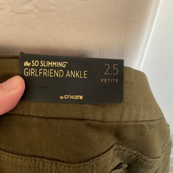 Chico’s So Slimming Girlfriend Ankle Green Pants - Size 14 Petite - Picture 4 of 7